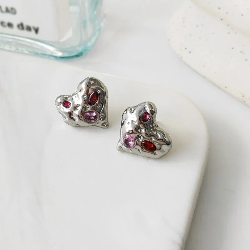 Irregular Heart Stud Earrings