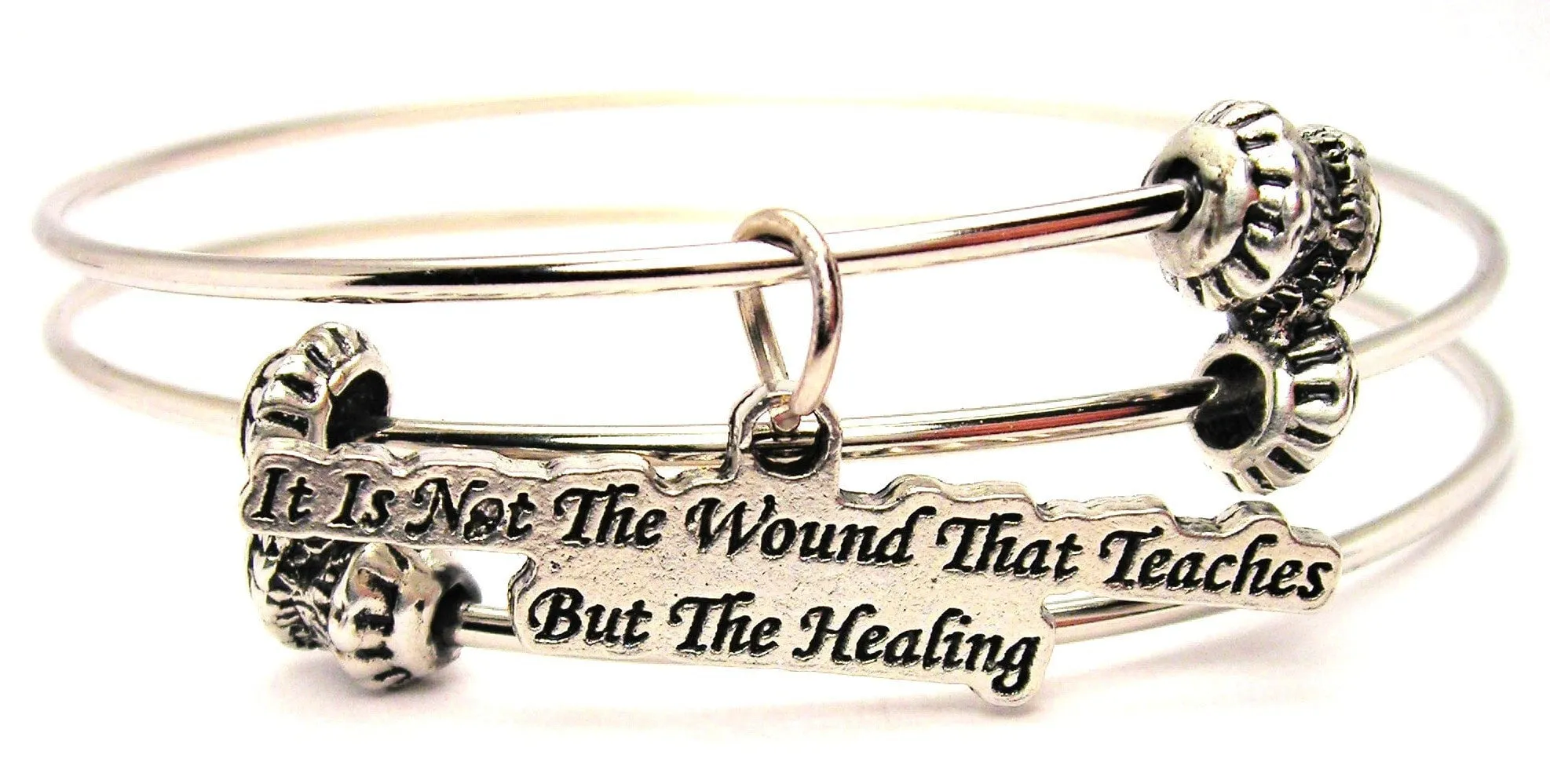 It Is Not The Wound That Teaches But The Healing Triple Style Expandable Bangle Bracelet