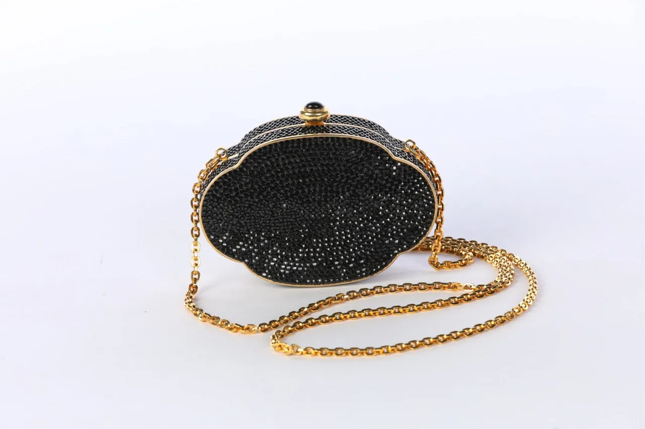 Judith Leiber Black Swarovski Crystal Embellished Cloud Shaped Evening Bag