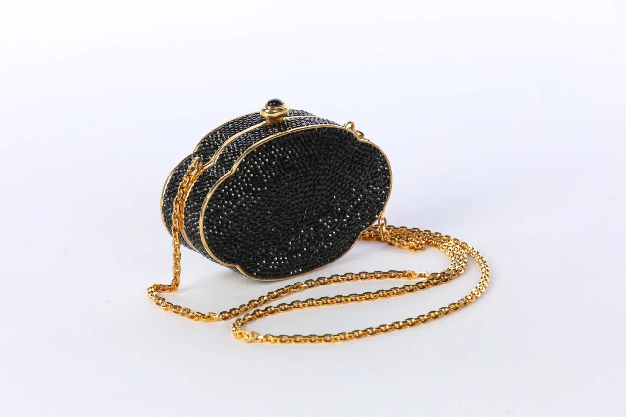 Judith Leiber Black Swarovski Crystal Embellished Cloud Shaped Evening Bag