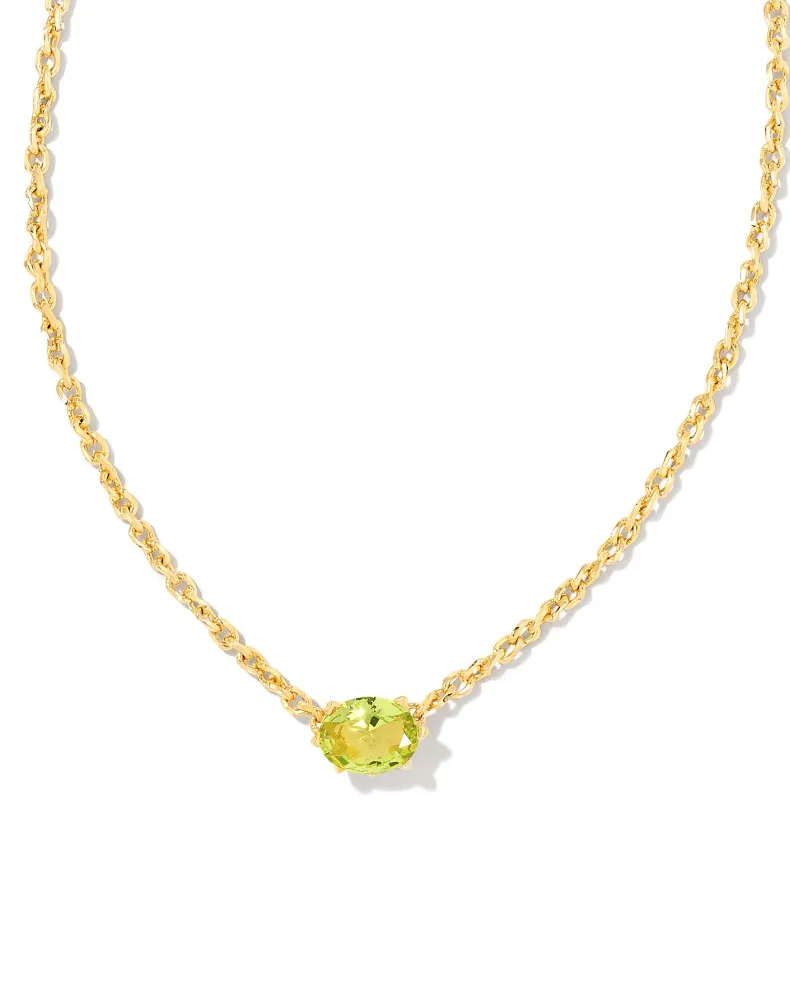 Kendra Scott Cailin Gold Pendant Necklace Green Peridot Crystal