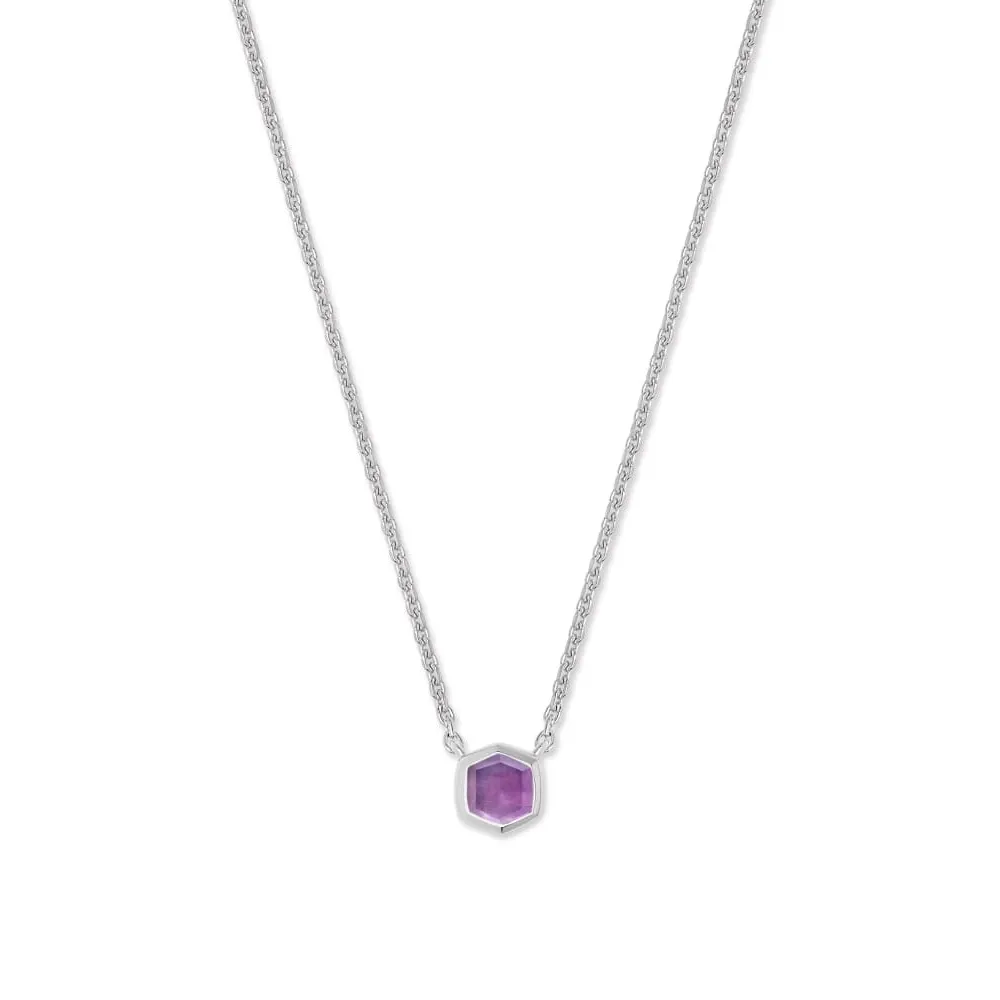 Kendra Scott Sterling Silver Davie Pendant Necklace in Amethyst