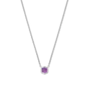 Kendra Scott Sterling Silver Davie Pendant Necklace in Amethyst