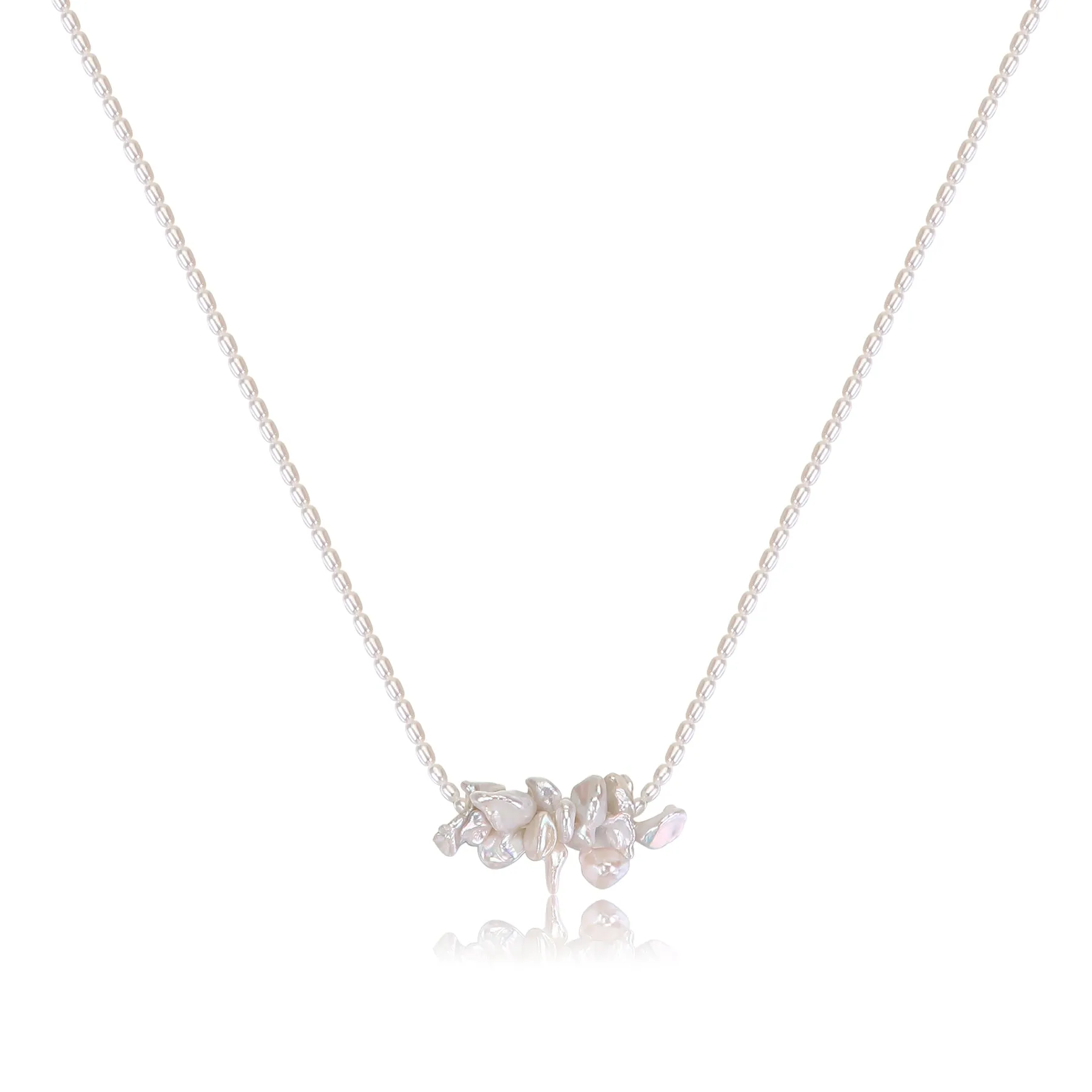 Keshi Freshwater Pearl Butterfly Pendant Collar Necklace