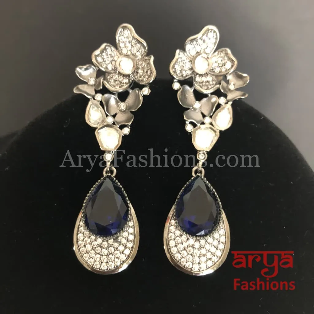 Kiara Victorian Cubic Zirconia Earrings with colored stones