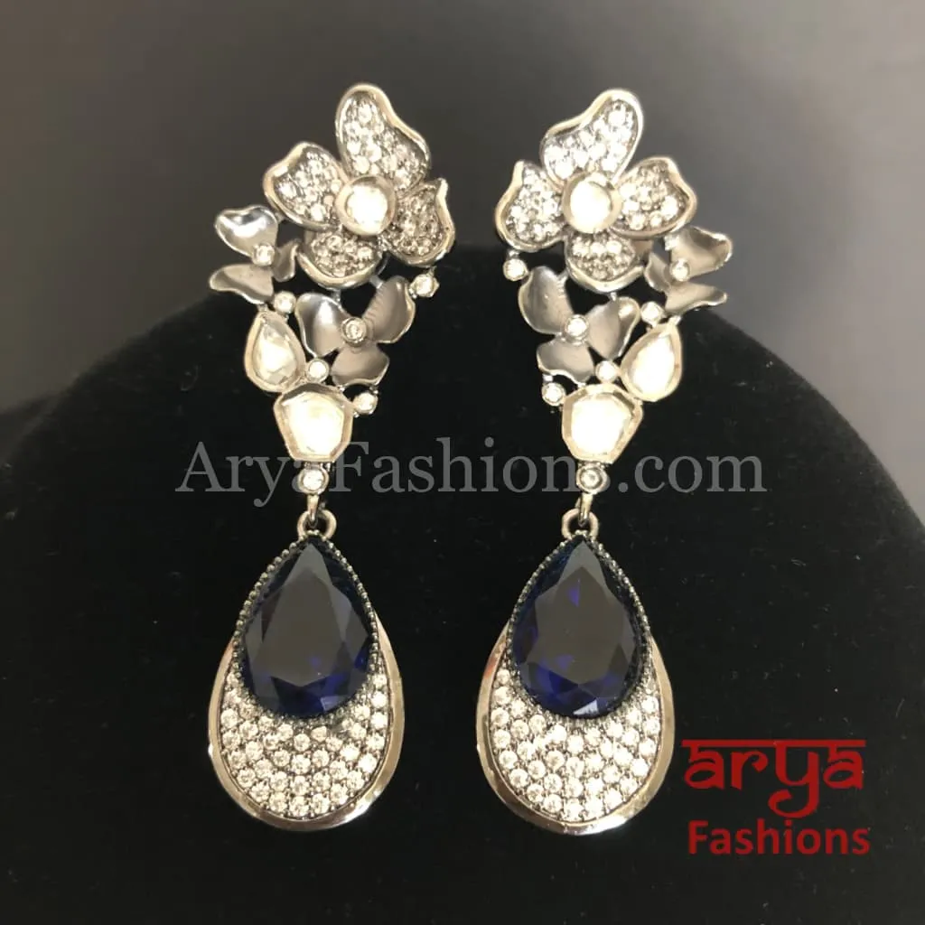 Kiara Victorian Cubic Zirconia Earrings with colored stones