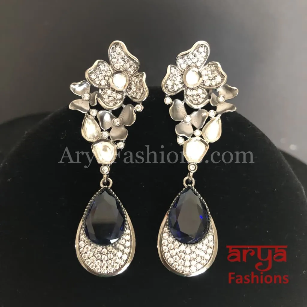 Kiara Victorian Cubic Zirconia Earrings with colored stones