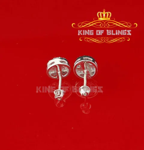 King of Blings- 2.76 ct Cubic Zirconia 925 White Silver Women's & Men's Hip Hop Round Earrings