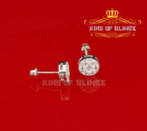 King of Blings- 2.76 ct Cubic Zirconia 925 White Silver Women's & Men's Hip Hop Round Earrings