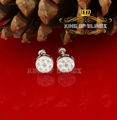 King of Blings- 2.76 ct Cubic Zirconia 925 White Silver Women's & Men's Hip Hop Round Earrings