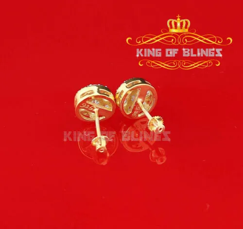 King of Bling's 3.02ct Cubic Zirconia 925 Yellow Silver Women's & Men's Hip Hop Round Earrings