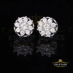 King of Blings- 3.20ct Cubic Zirconia 925 White Sterling Silver Hip Hop Flower Ladies Earrings