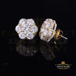 King of Bling's 8.72ct Cubic Zirconia 925 Silver Yellow For Men's & Women's Floral Style Earring