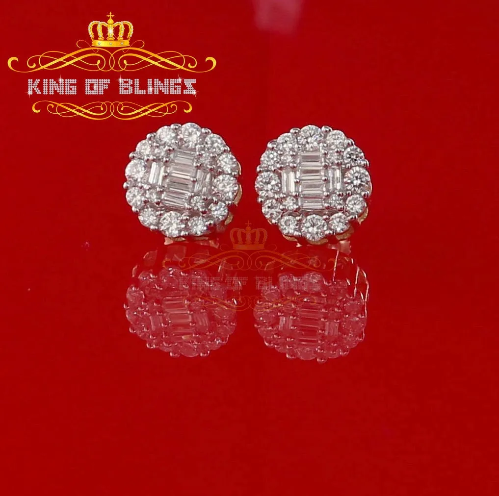 King of Bling's Aretes Para Hombre 925 Yellow Silver 1.98ct Cubic Zirconia Round Women's Earring