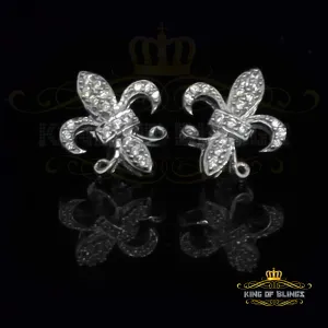 King of Blings- White 0.35ct Cubic Zirconia 925 Silver Men's & Women's Fleur de Lis Earrings