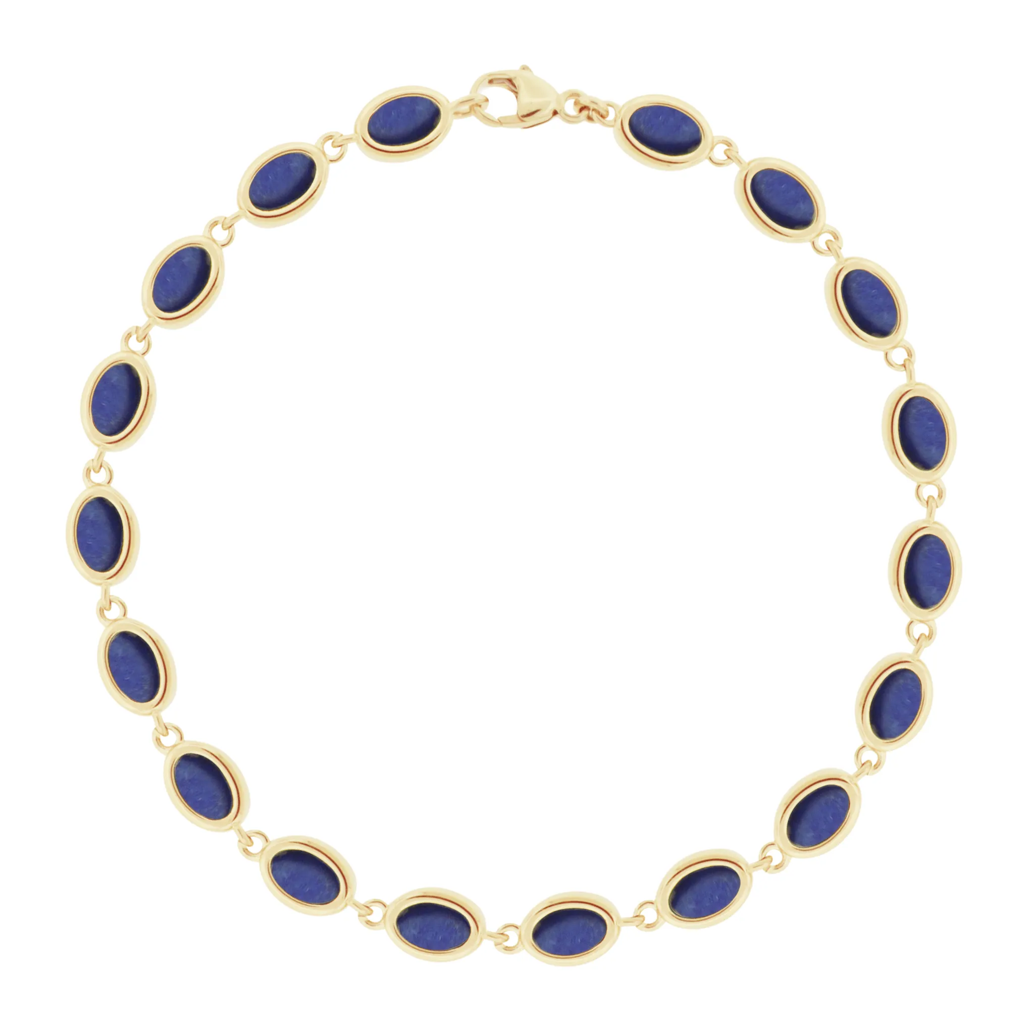 Lapis Gemstone Gold Oval Link Bracelet