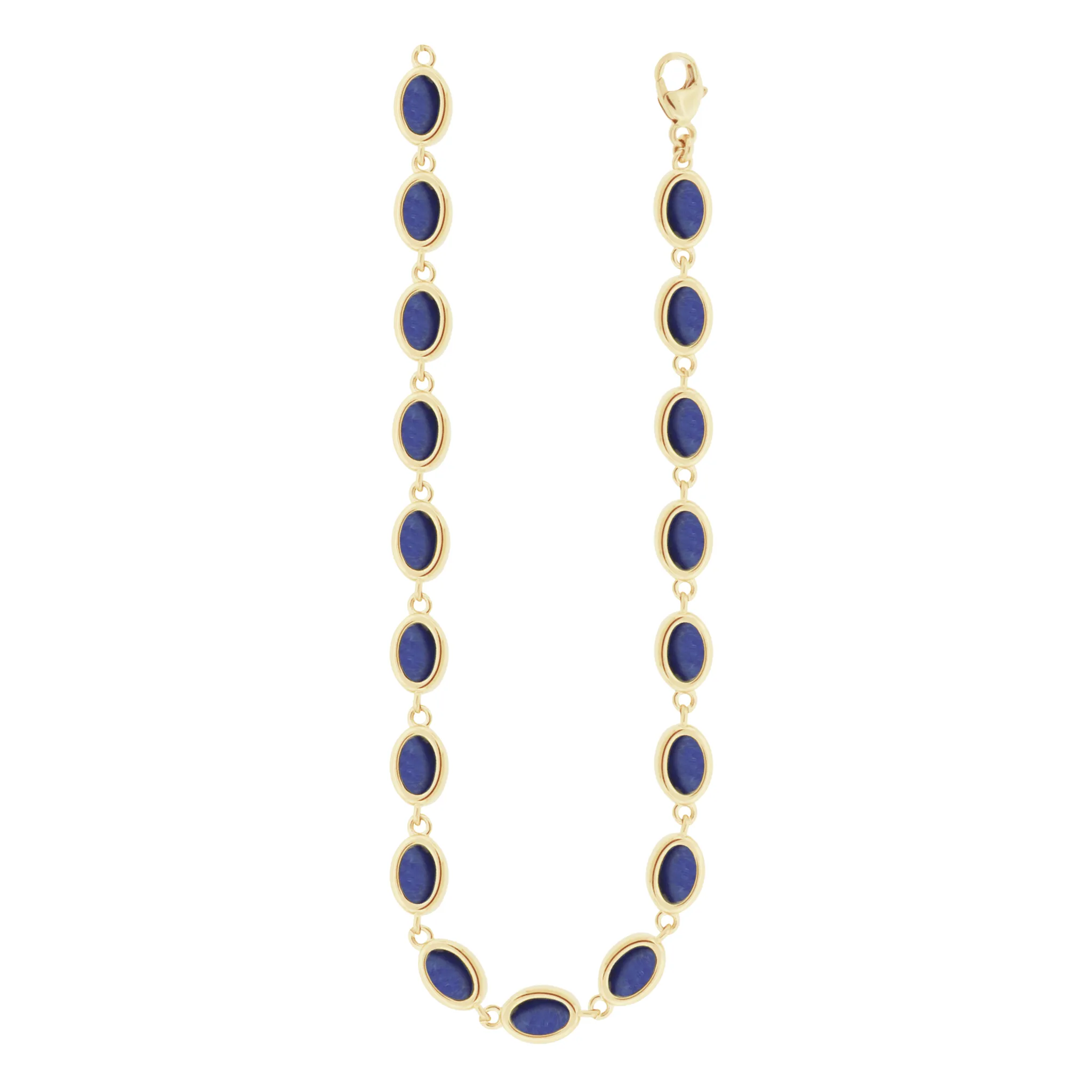 Lapis Gemstone Gold Oval Link Bracelet