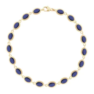 Lapis Gemstone Gold Oval Link Bracelet