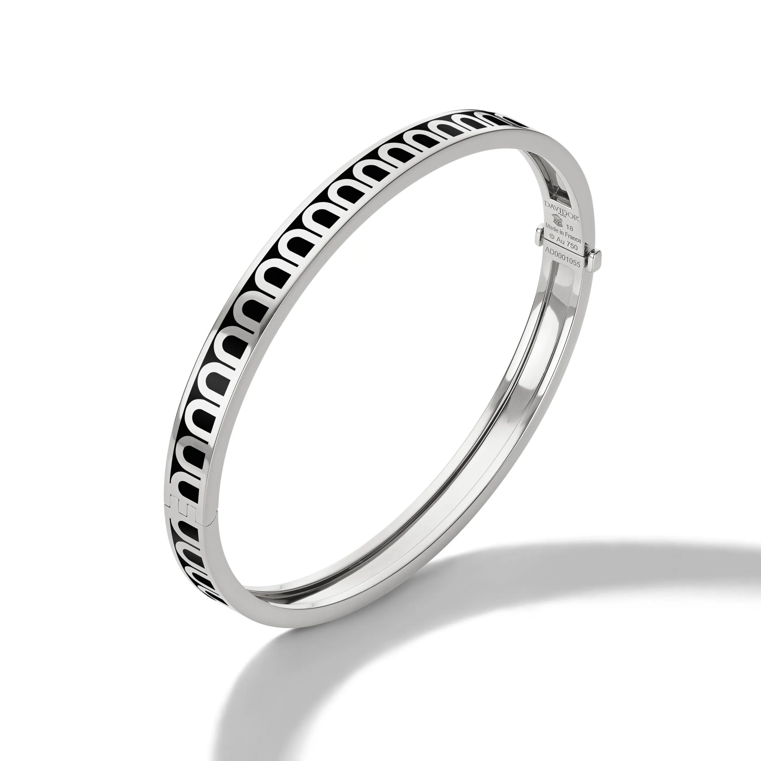 L'Arc de DAVIDOR Bangle PM, 18k White Gold with Lacquered Ceramic