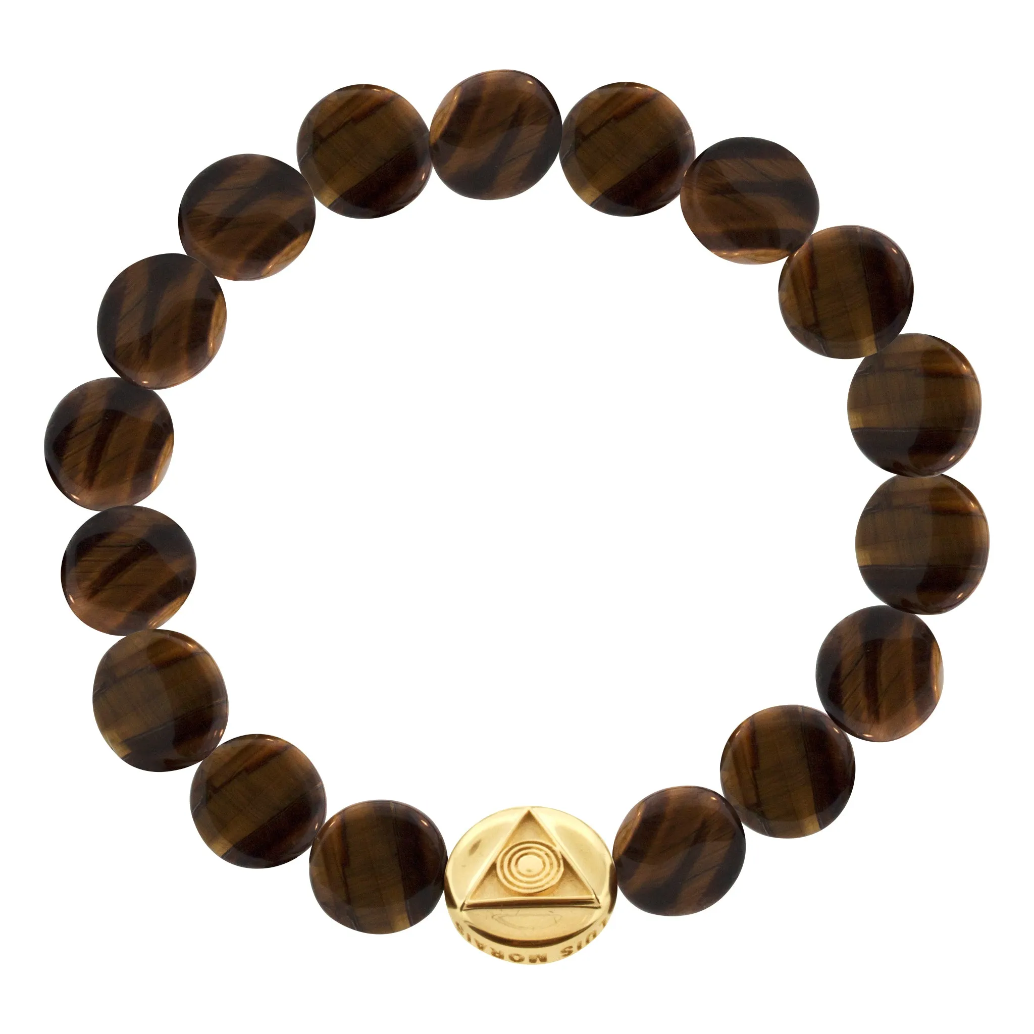 Large Light of the Majestic Disk on Large Tiger's Eye Disk Bracelet