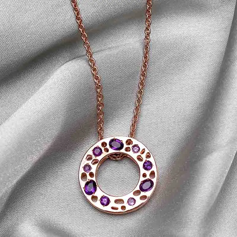 Lattice Eternity Necklace   Lattice Disc Stud Earrings with Amethyst