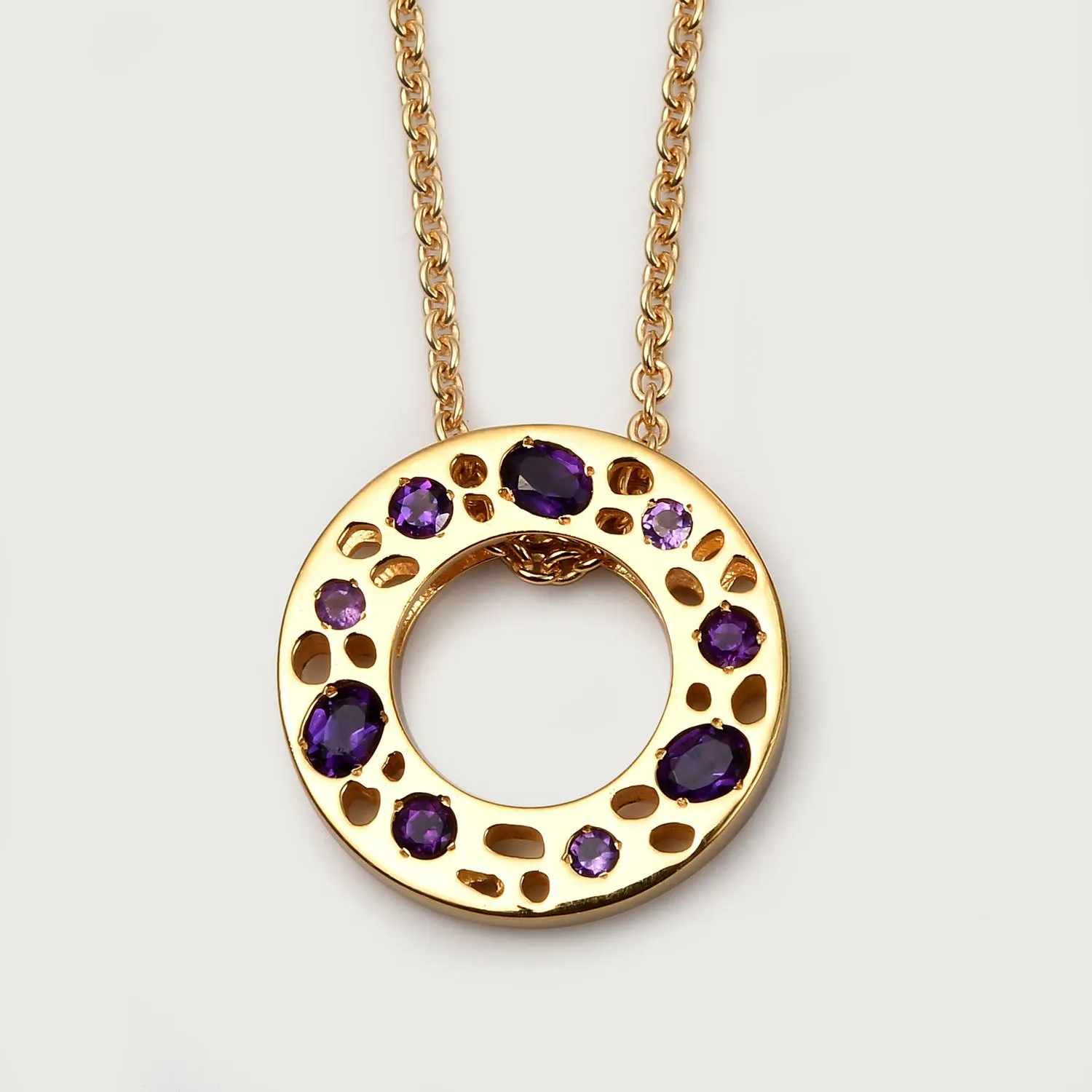 Lattice Eternity Necklace   Lattice Disc Stud Earrings with Amethyst