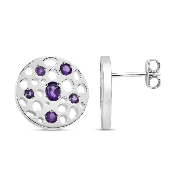 Lattice Eternity Necklace   Lattice Disc Stud Earrings with Amethyst