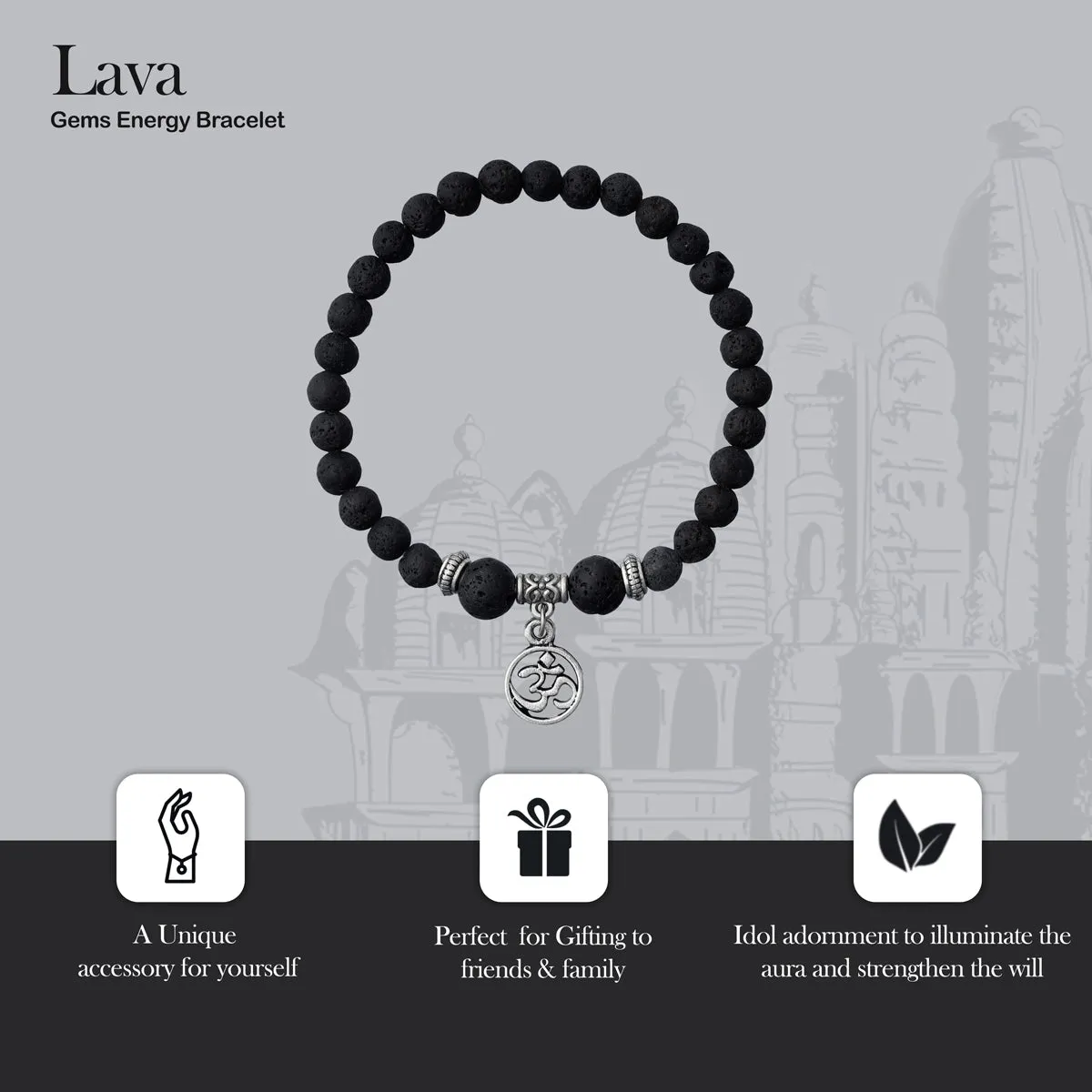 Lava Bracelet - 2.5 Inches | Gemstone Bracelet/ Crystal Jewellery for Men & Women