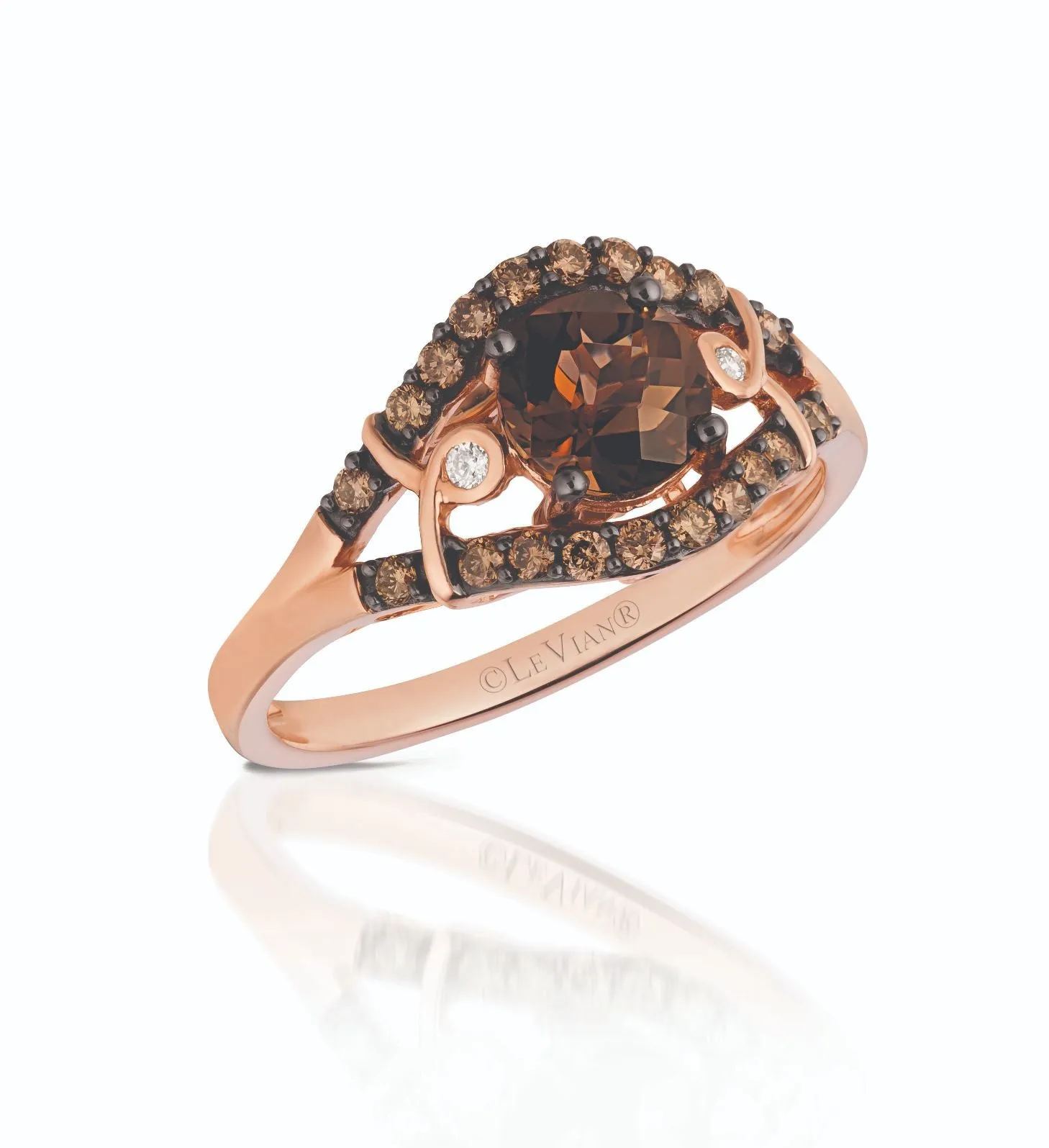 Le Vian Chocolatier Round Cut Chocolate Quartz Ring with Chocolate Diamonds