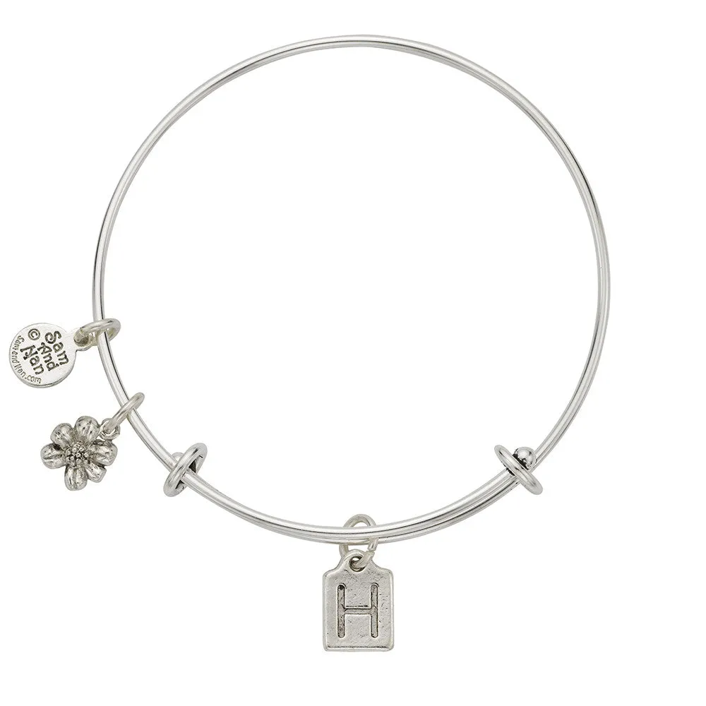 Letter H Charm Bangle Bracelet