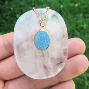 Light Blue Druzy Necklace | Crystal Choker Necklace | Druzy Jewelry