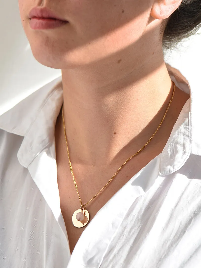 Liquid Reflections Necklace | Gold with Rose Quartz