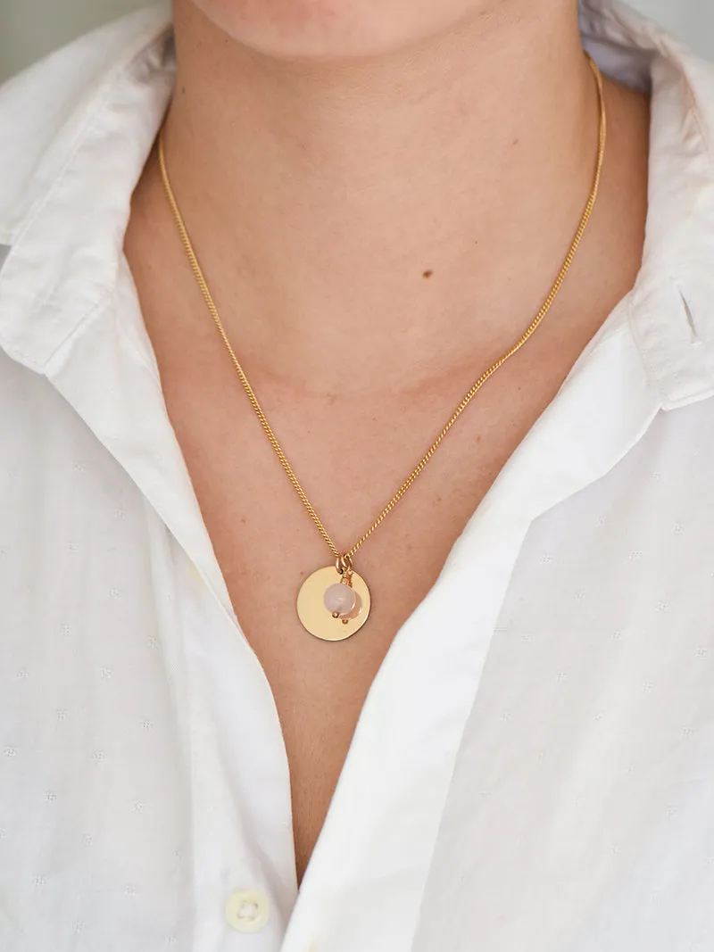 Liquid Reflections Necklace | Gold with Rose Quartz