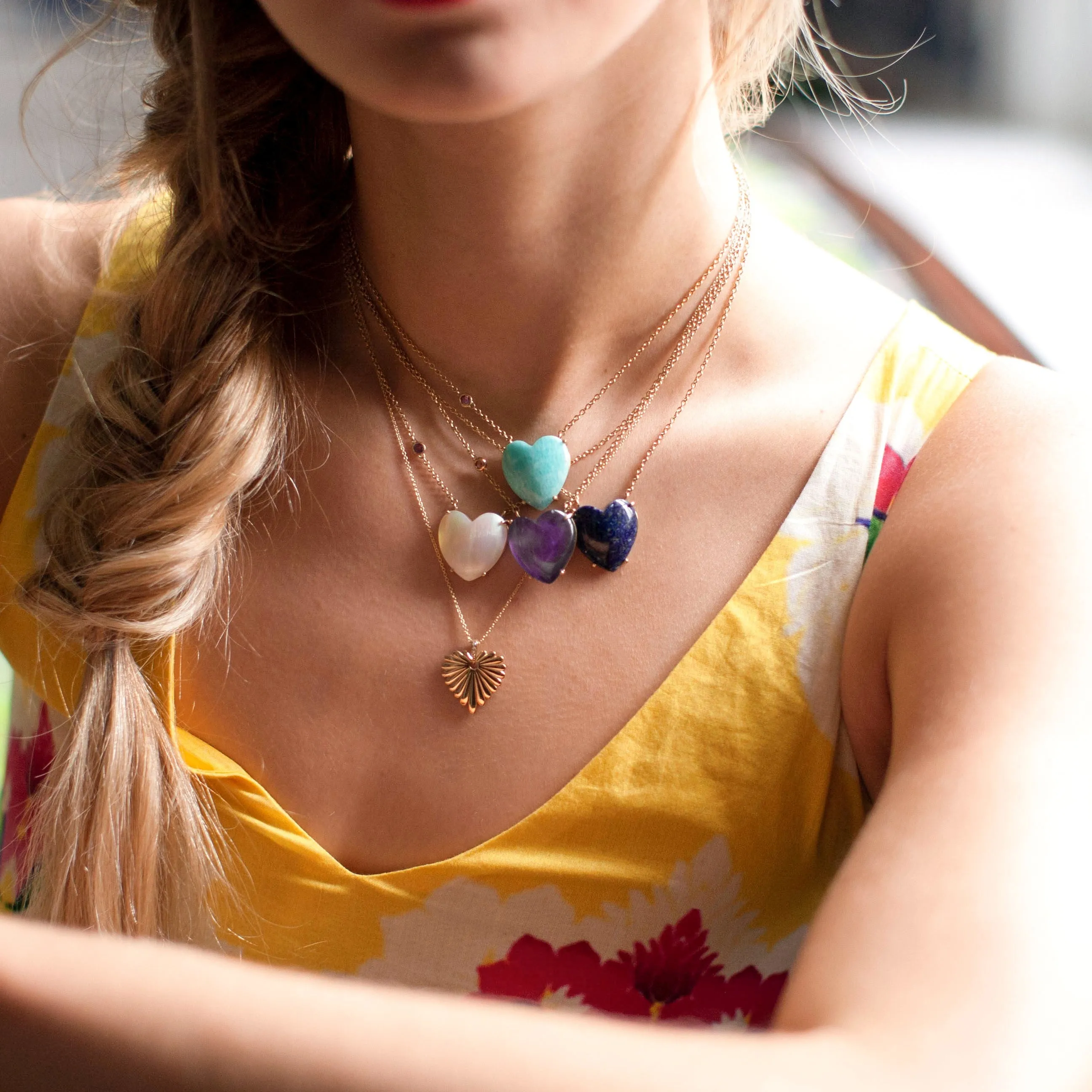 LOVE Amethyst Carved Heart Necklace with Gold Setting SALE