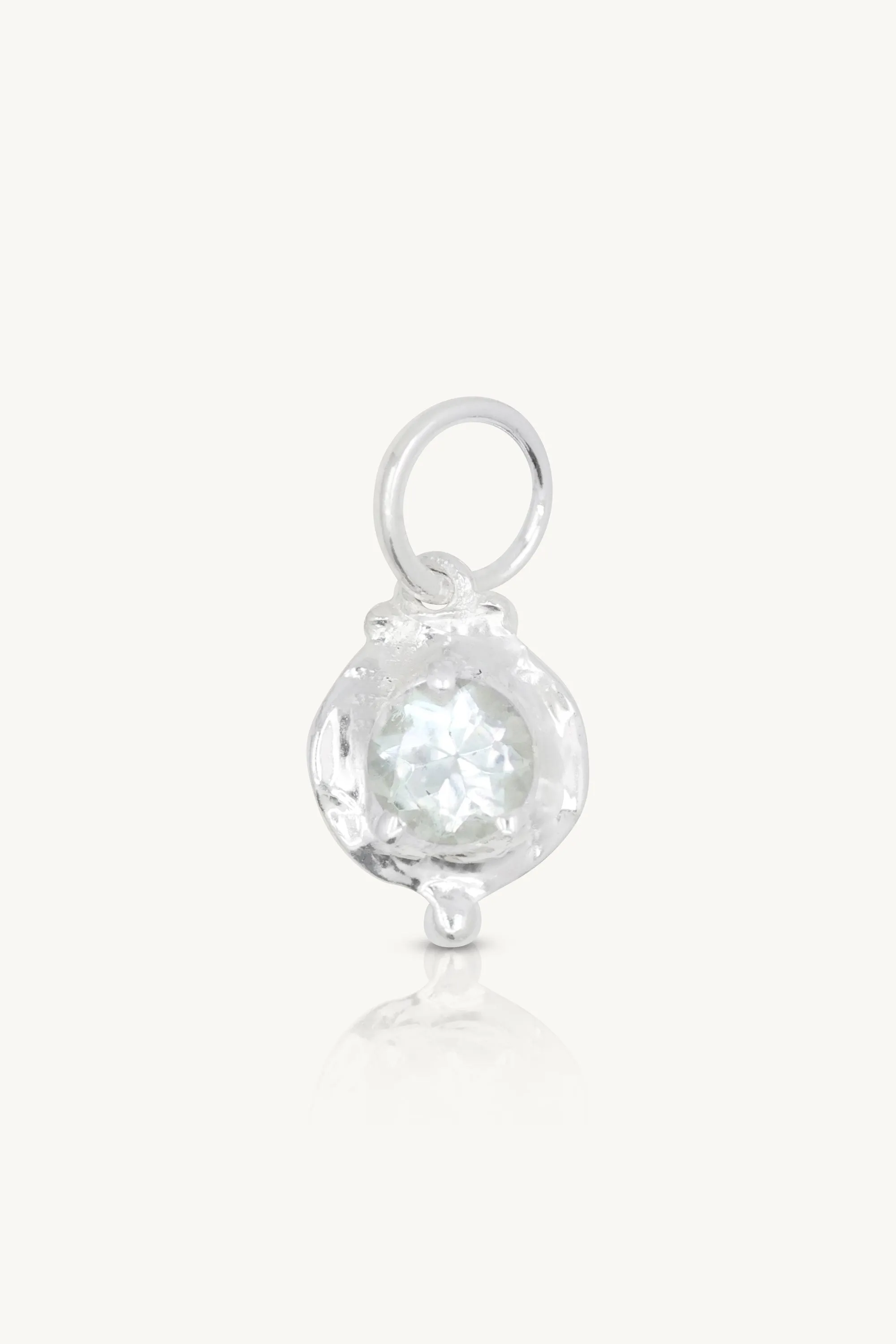 March Aquamarine Silver Birthstone Necklace Charm