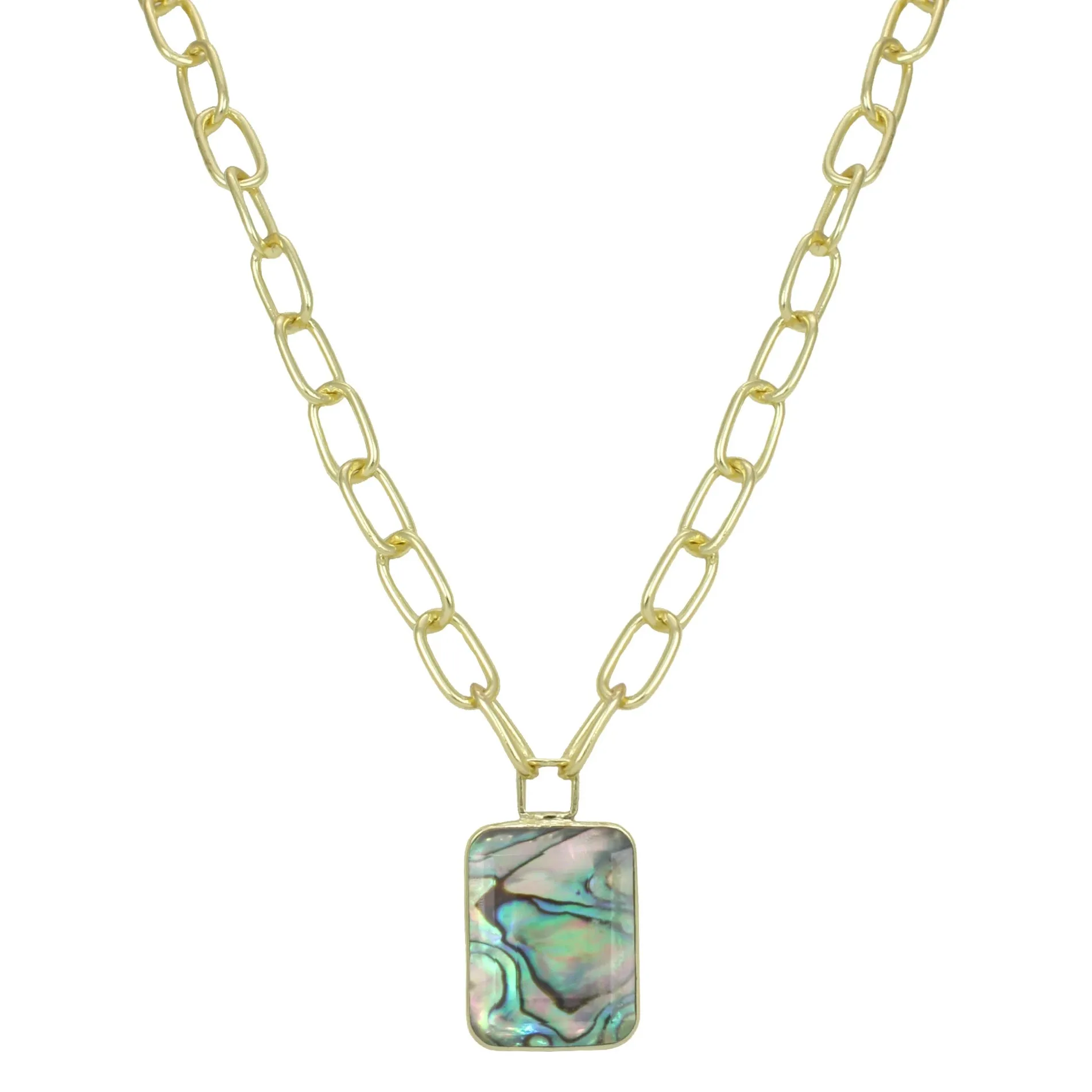 Marcia Moran Belmira Chunky Link Stone Drop Necklace