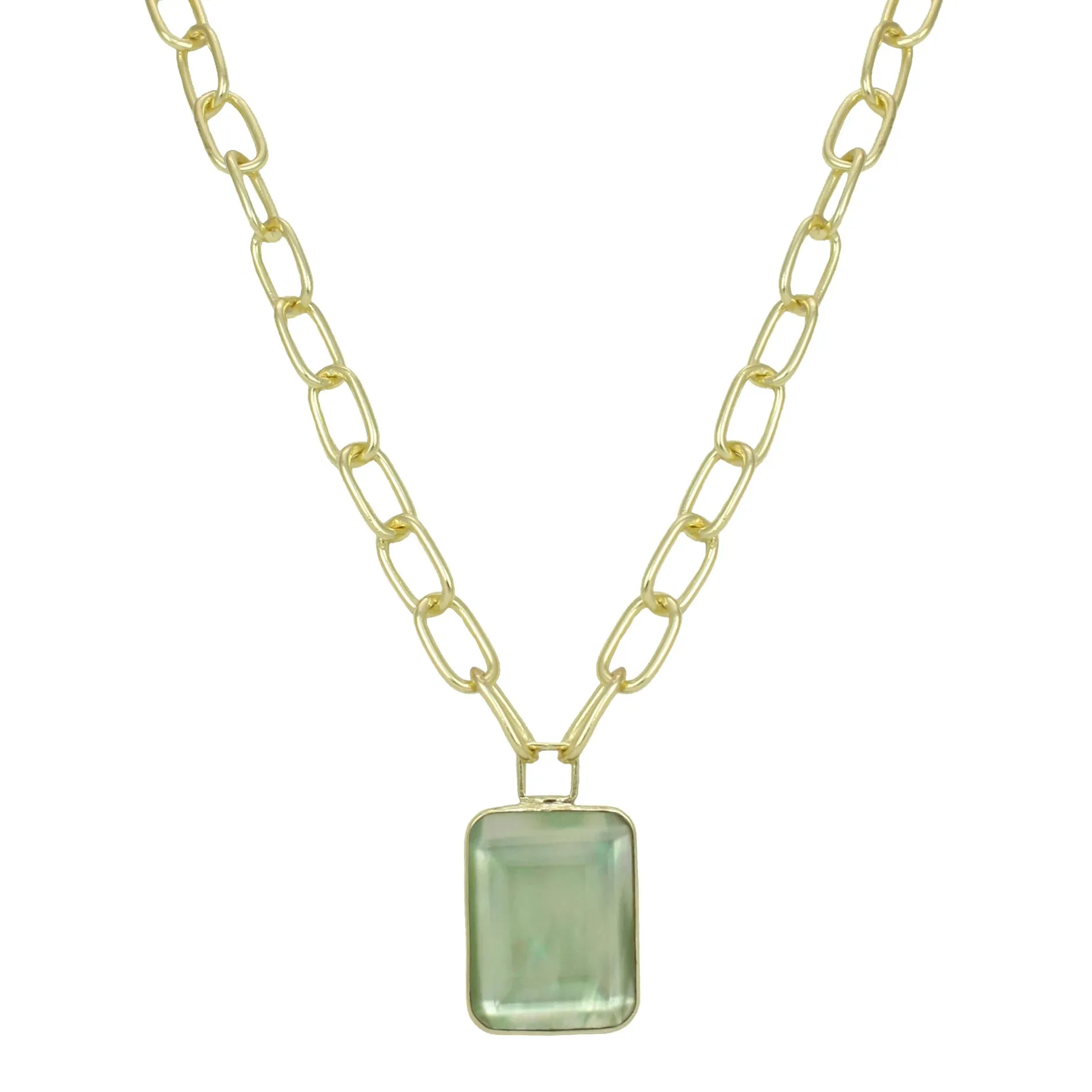 Marcia Moran Belmira Chunky Link Stone Drop Necklace