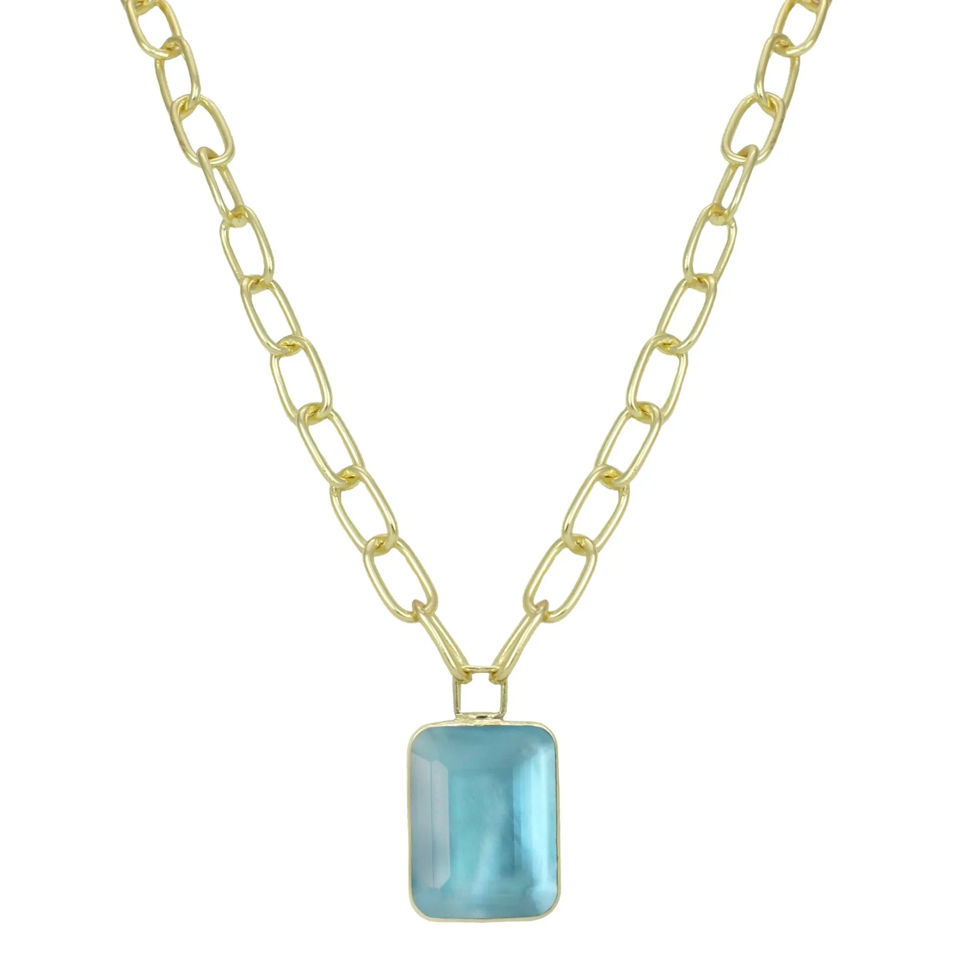 Marcia Moran Belmira Chunky Link Stone Drop Necklace