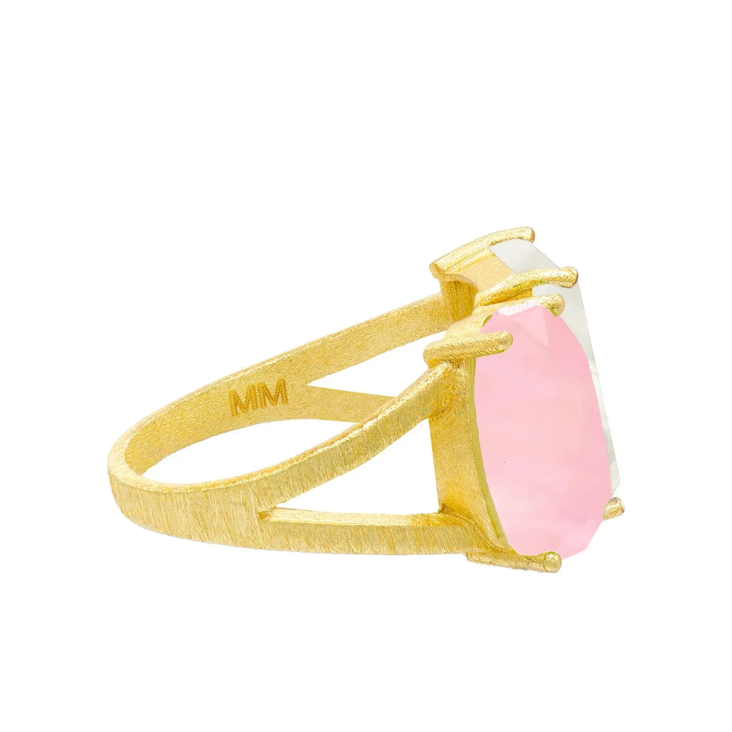 Marcia Moran Moreda Statement Ring with Double Stone - Mother of Pearl & Rose Quartz