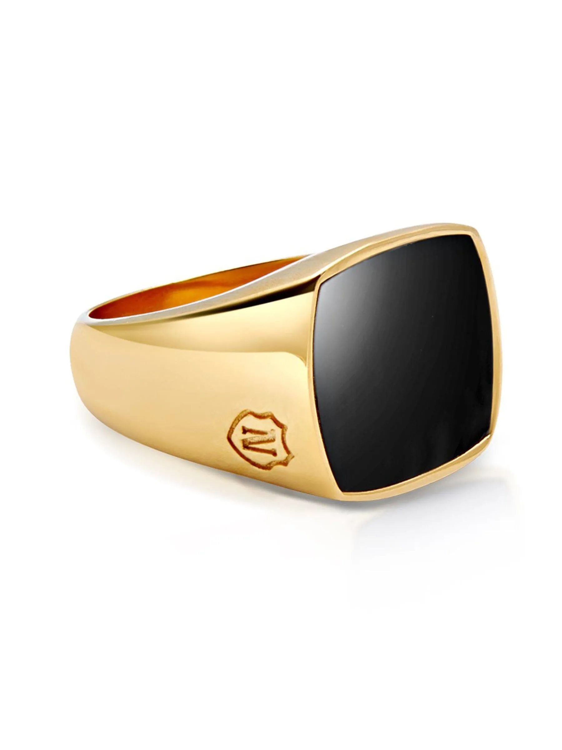 Men's Gold Signet Ring with Onyx