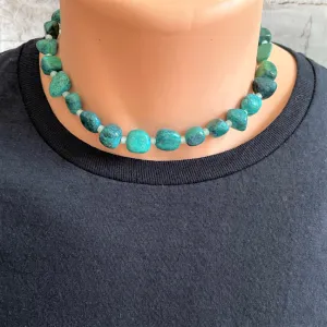 Mens Yellow Turquoise Nugget Beaded Necklace