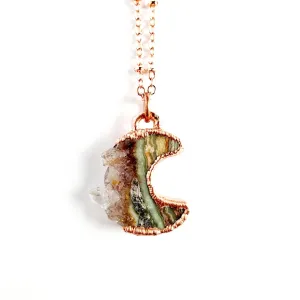 Merging Metals Amethyst & Jasper Crescent Moon Necklace