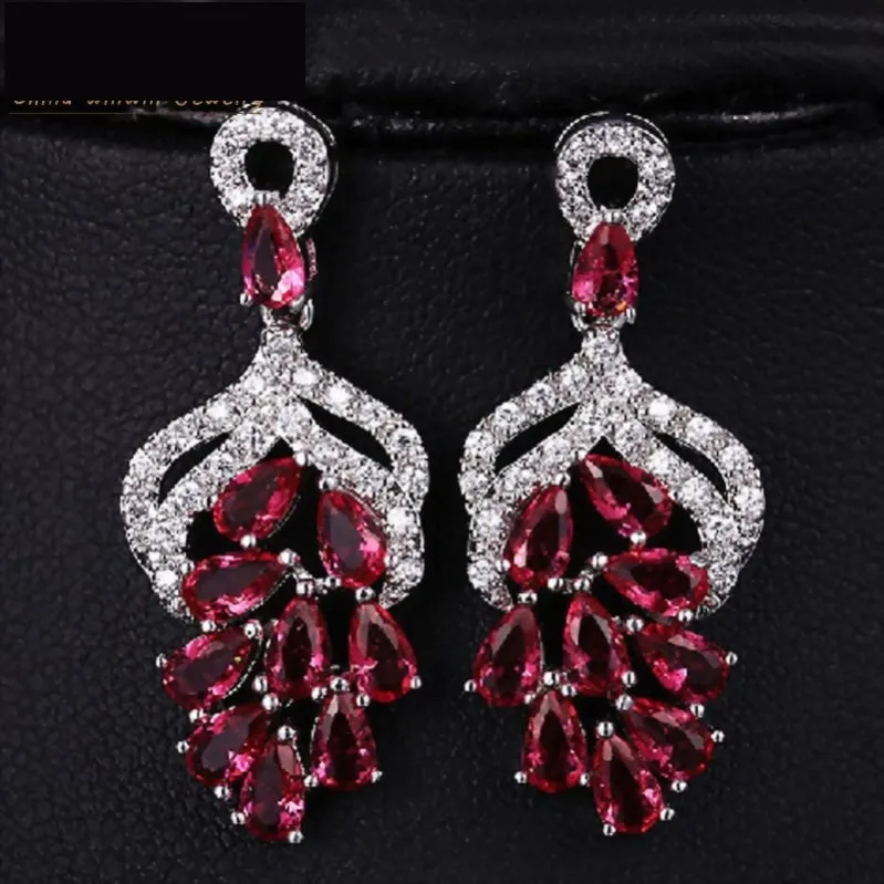 Micro Pave AAA  Cubic Zircon Drop Flower Shaped Earrings