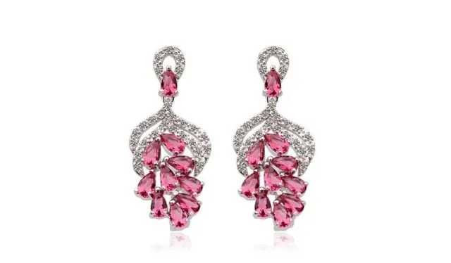 Micro Pave AAA  Cubic Zircon Drop Flower Shaped Earrings