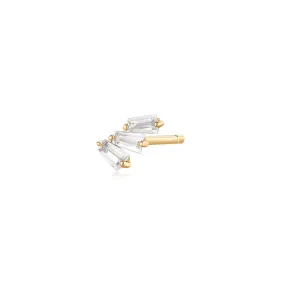 Mona | Baguette Trio White Sapphire Stud