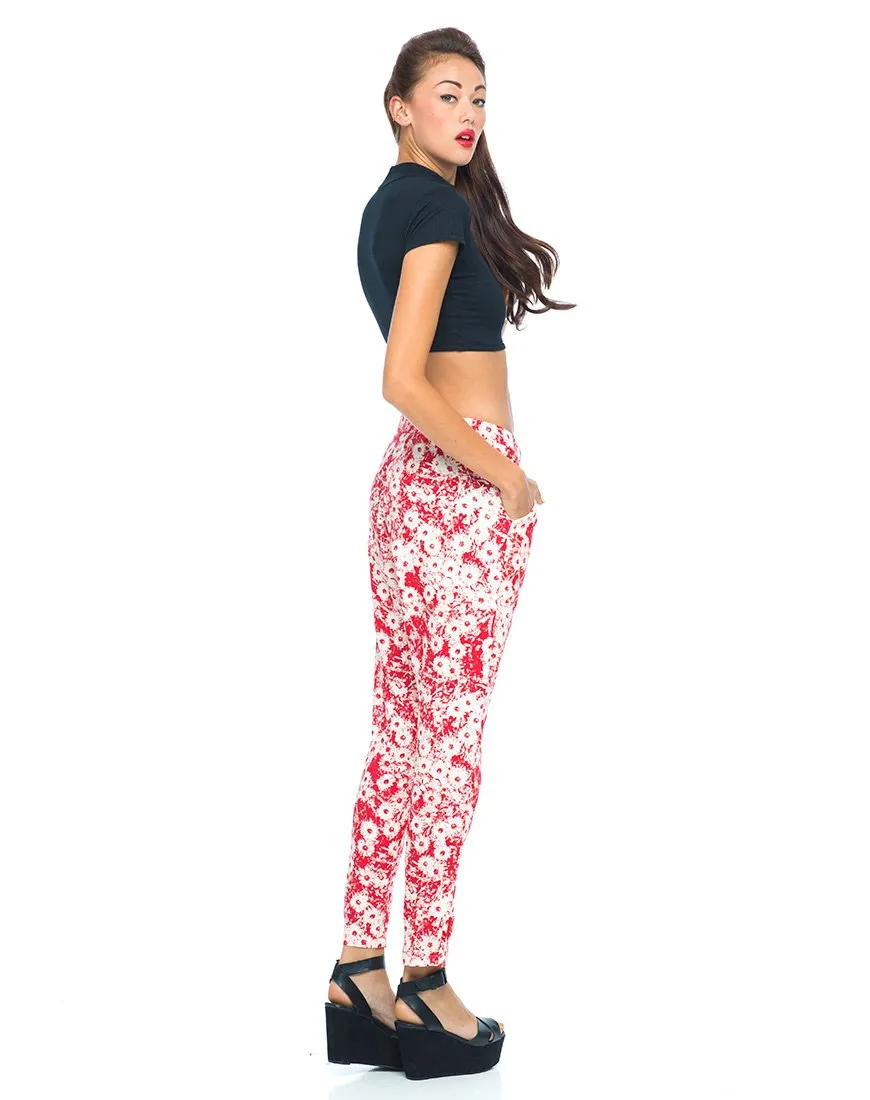 Motel Logan Peg Leg Trouser in Xerox Daisy Red