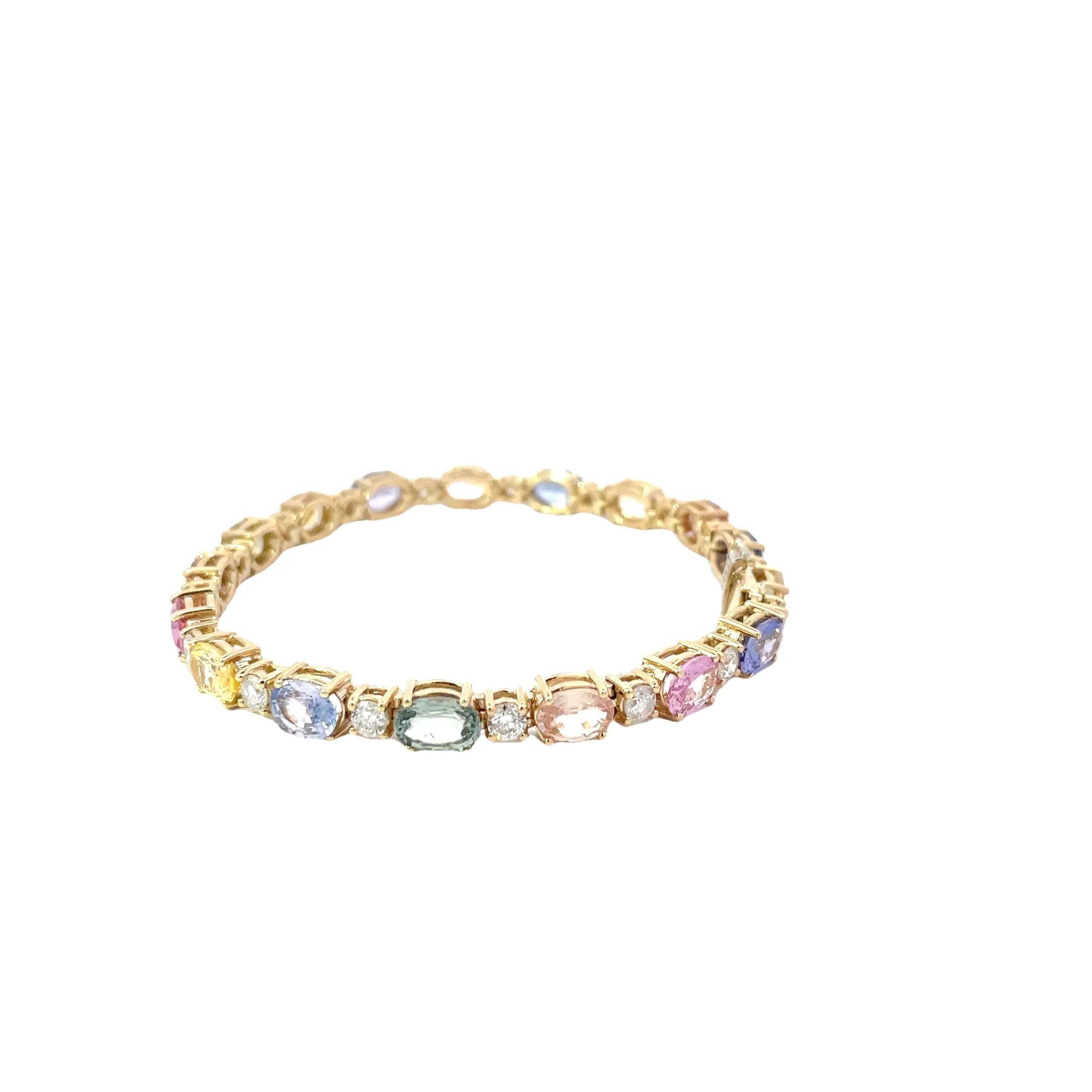 Multicolored Sapphire Diamond Bracelet