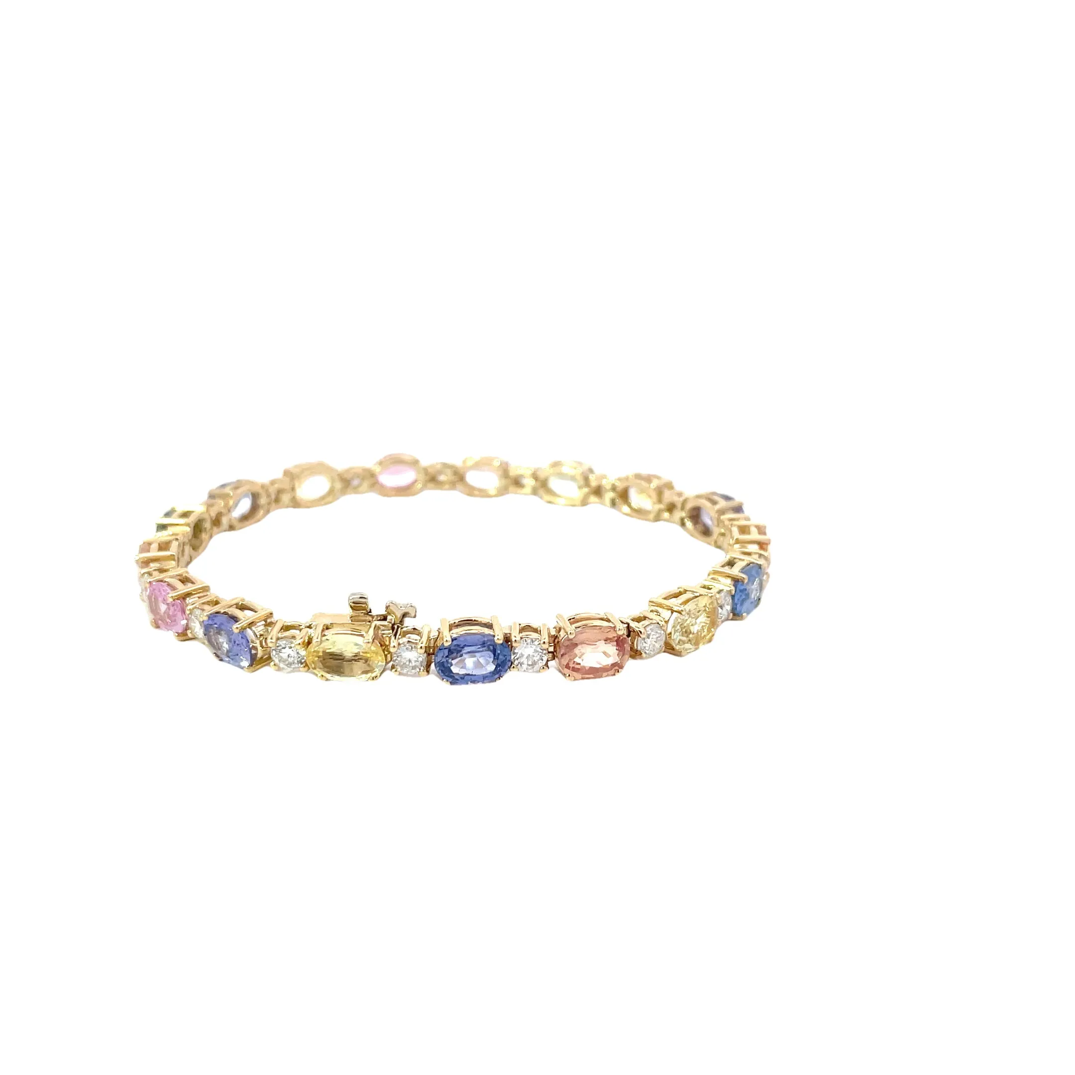 Multicolored Sapphire Diamond Bracelet