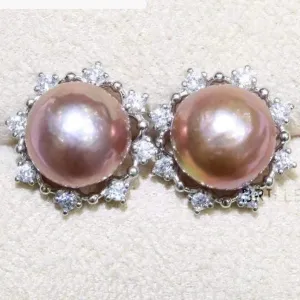 Natural Color Freshwater Pearl Fashion Jewelry 9-10mm Edison Pearl Earrings