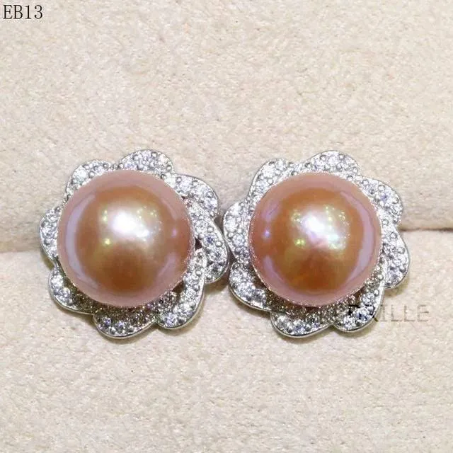 Natural Color Freshwater Pearl Fashion Jewelry 9-10mm Edison Pearl Earrings